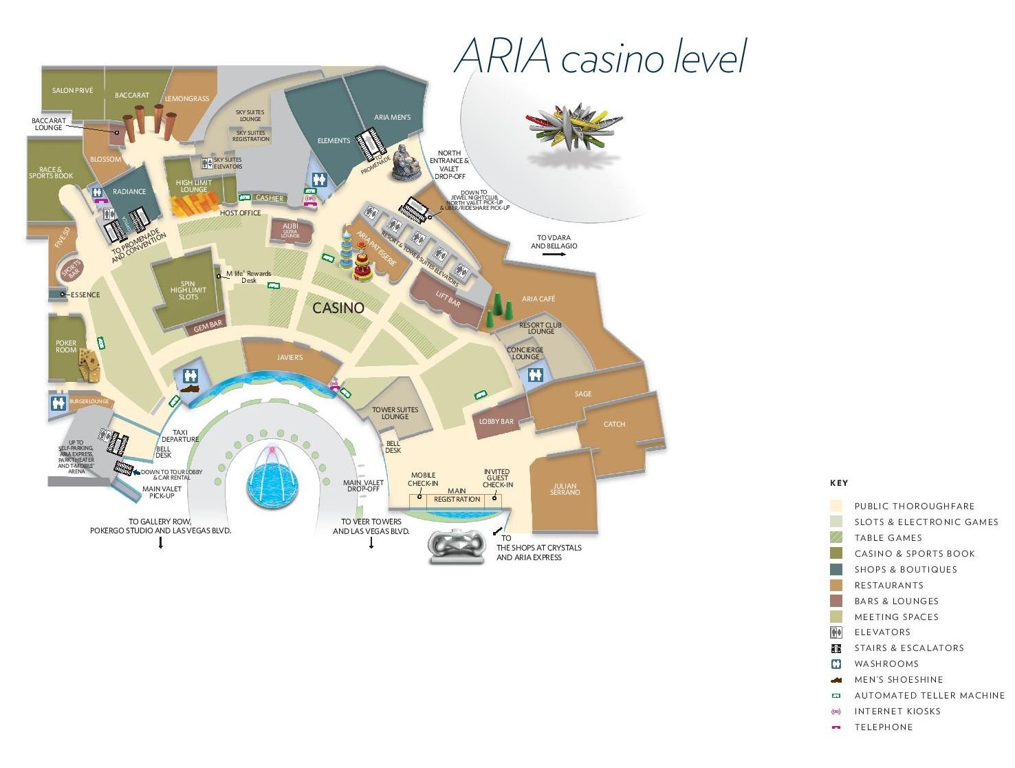 Aria Las Vegas Property Map Casino Level