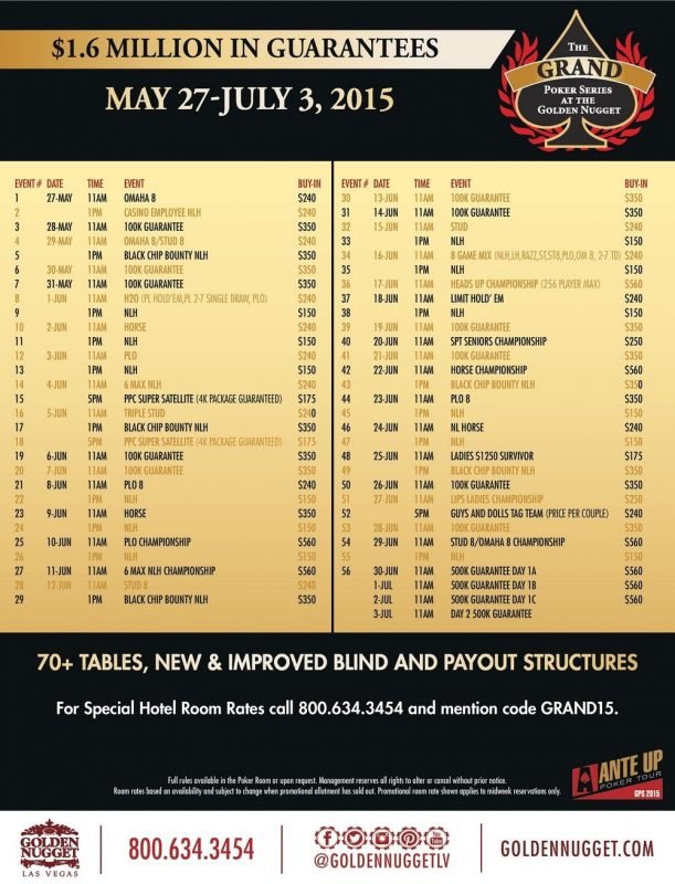 golden nugget grand poker series 2015 schedule