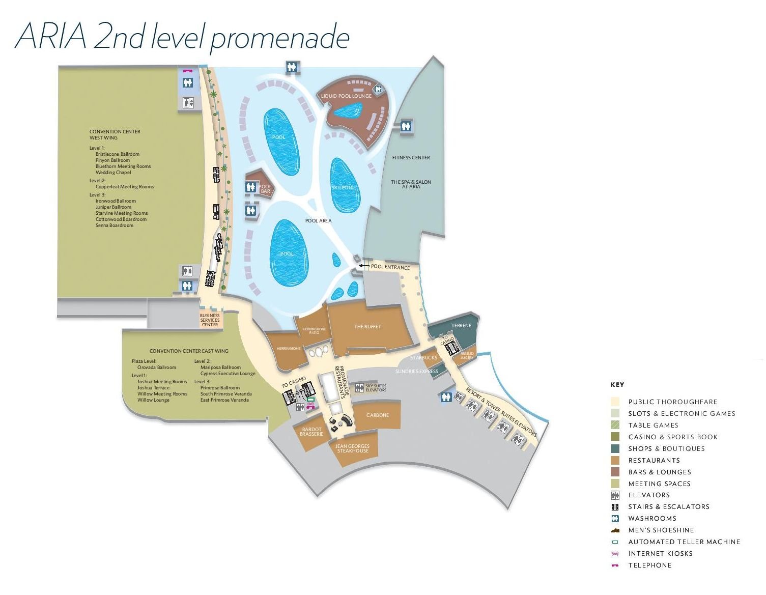 Aria Las Vegas Property Map 2nd Level Promenade