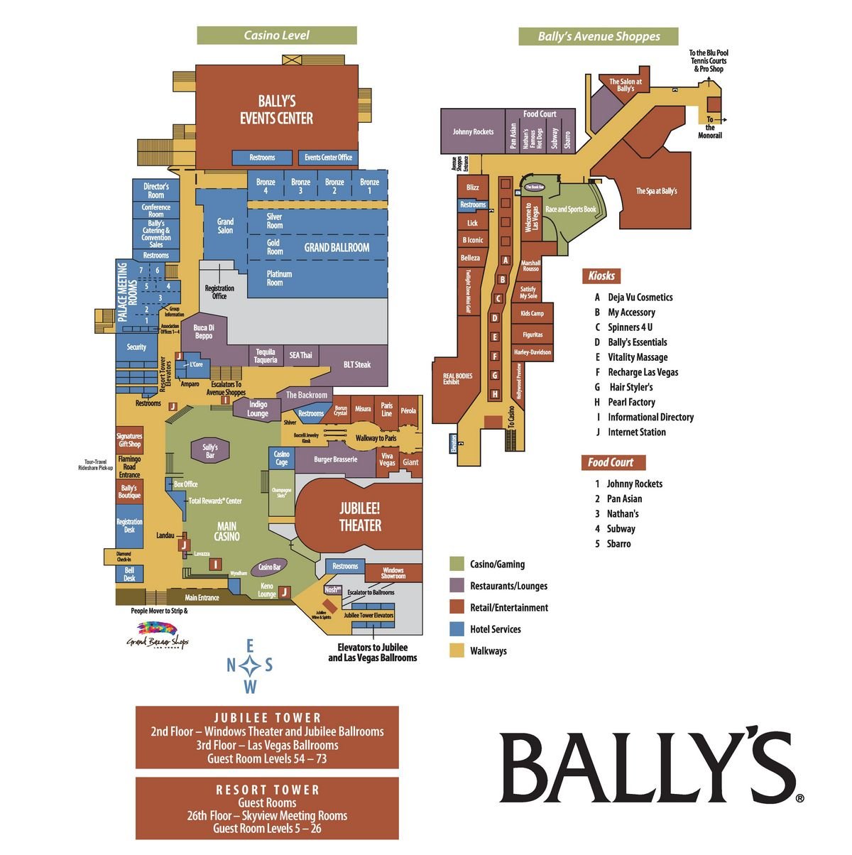 Bally s Las Vegas Property Map