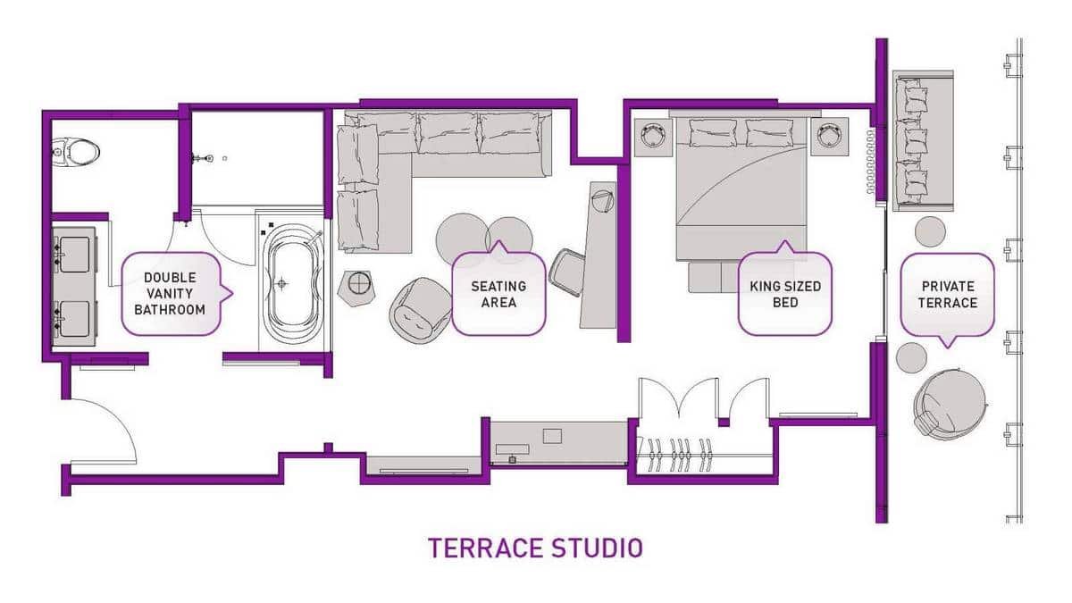 The Cosmopolitan of Las Vegas Terrace Studio Floor Plan