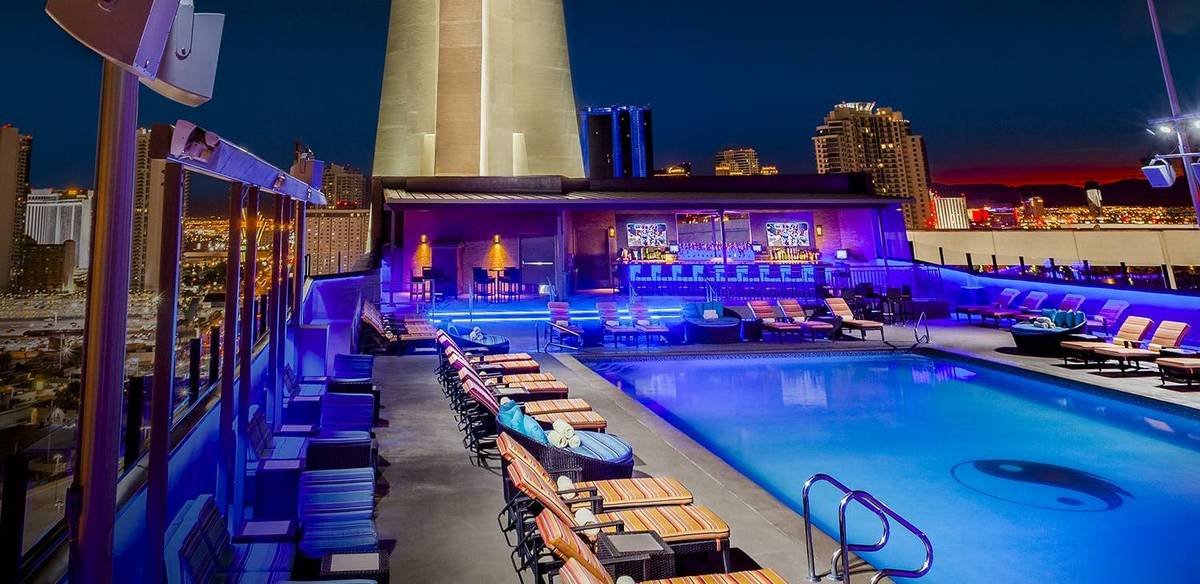 The Strat Las Vegas RADIUS° Rooftop Pool at Night