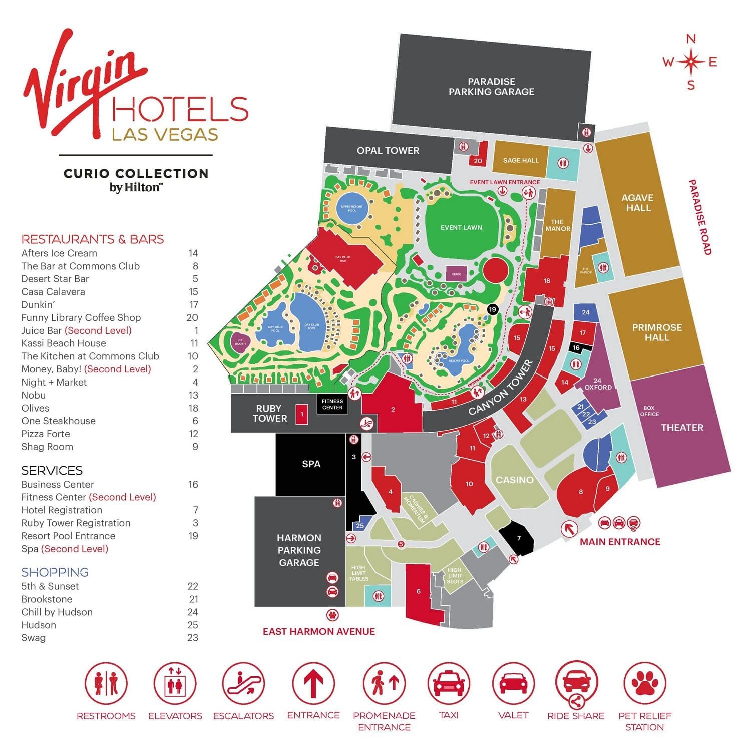 Virgin Hotels Las Vegas Property Map