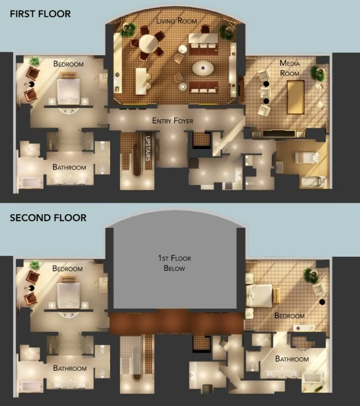 Encore Las Vegas Three Bedroom Duplex Floorplan