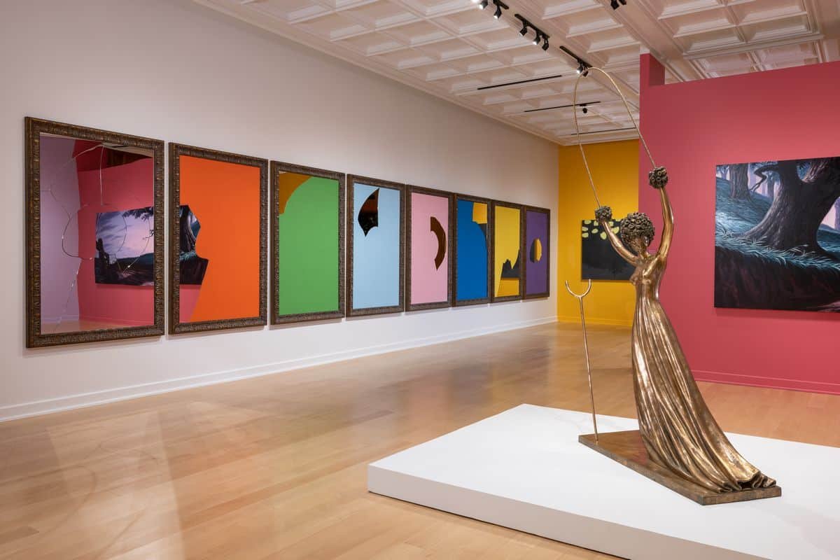 Installation View of Salvador Dalí, Michelangelo Pistoletto, Dan Colen, and Alex Katz from In Bloom, 2023, Courtesy of Bellagio Gallery of Fine Art. Photo Credit_ Jenks Imaging