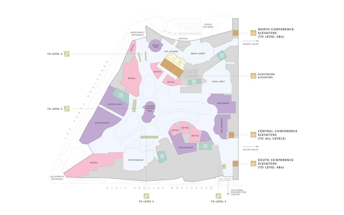 Fontainebleau Las Vegas Property Map Level 1 (Casino Floor)