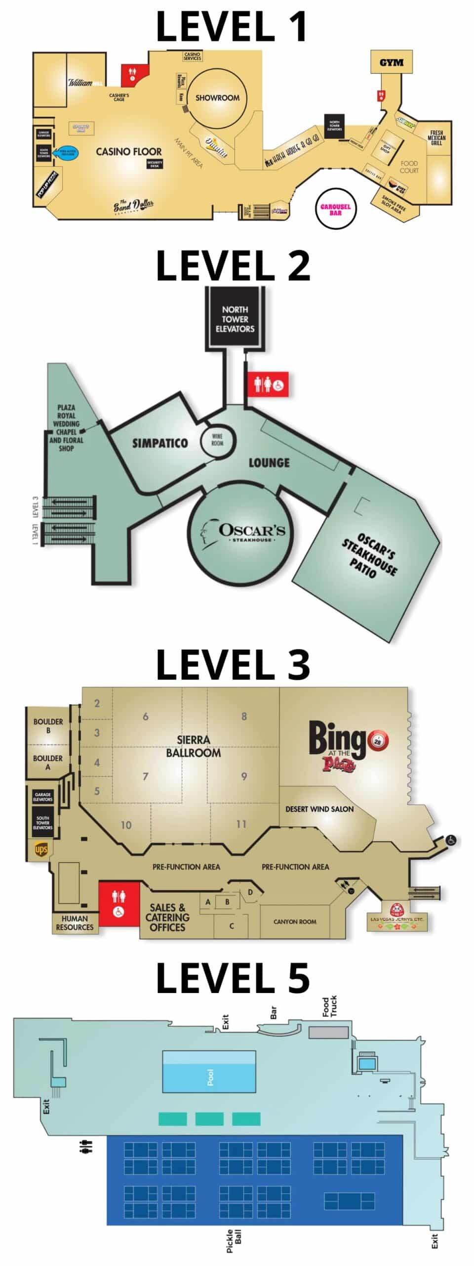 Plaza Las Vegas Casino Floor & Property Map